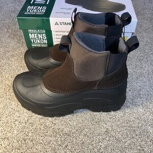 Staheekum Yukon Mens 8 Winter Boots Brown Black Insulated Waterproof NEW IN BOX